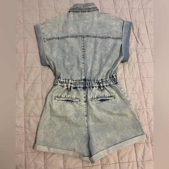 Revolve X Blank NYC Faded Acid Wash Time Zone Slouchy Denim Romper - Small - Picture 11 of 13